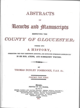 Item #61242 ABSTRACTS OF RECORDS AND MANUSCRIPTS RESPECTING THE COUNTY OF GLOUCESTER;. Thomas...