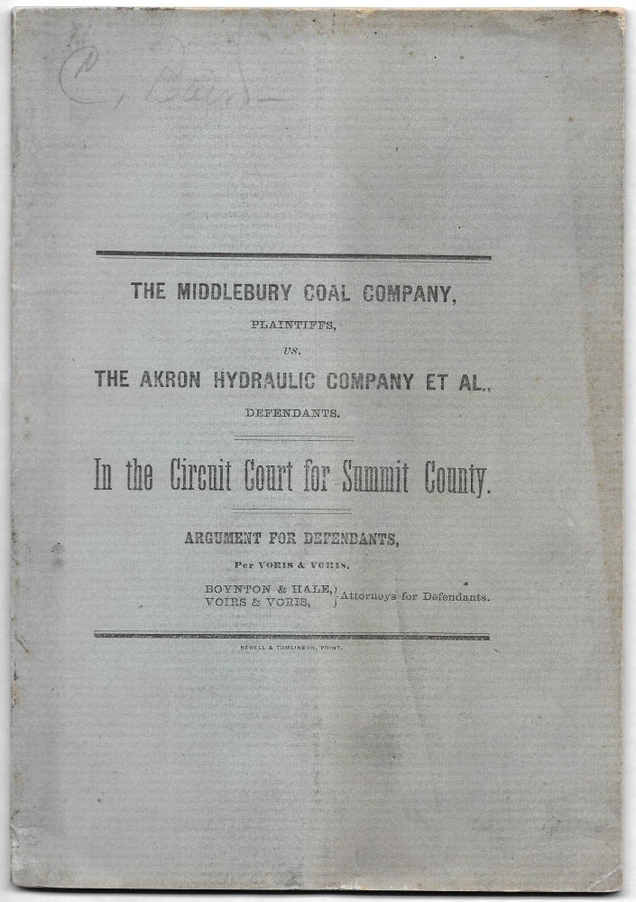 Item #63937 MIDDLEBURY COAL COMPANY, Plaintiffs, vs. The Akron Hydraulic