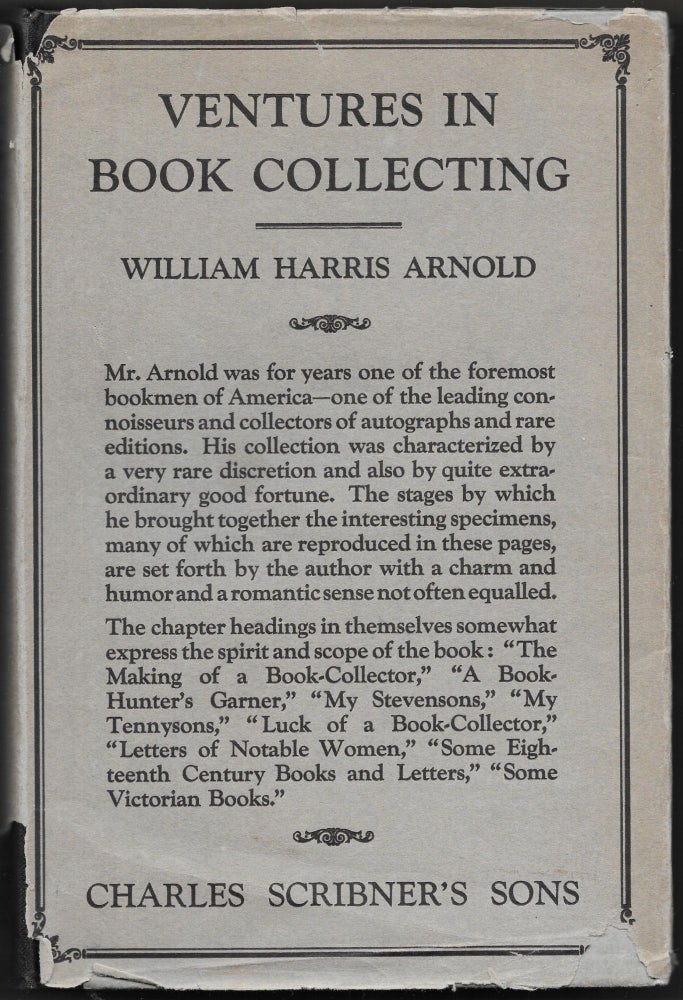 Item #66962 VENTURES IN BOOK COLLECTING. William Harris Arnold.