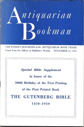 Item #67571 ANTIQUARIAN BOOKMAN. Vol. VI, No. 21. November 18, 1950