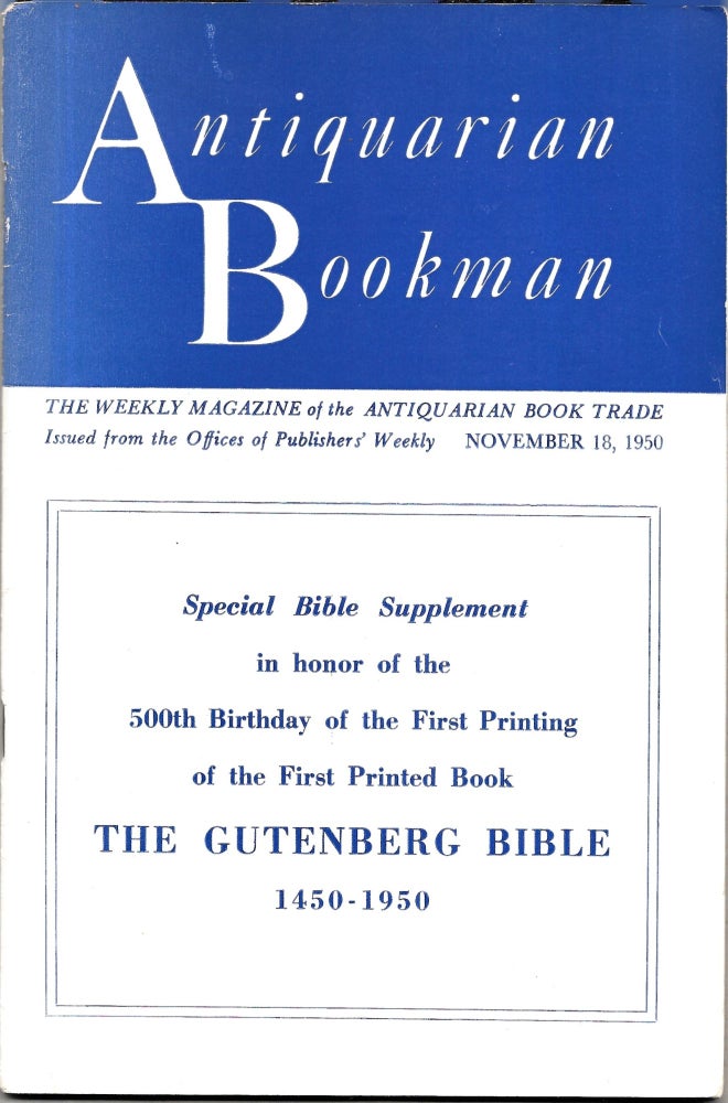 Item #67571 ANTIQUARIAN BOOKMAN. Vol. VI, No. 21. November 18, 1950.