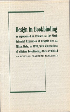 Item #67597 DESIGN IN BOOKBINDING, Douglas Crawford McMurtrie