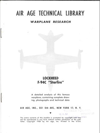 Item #67835 AIR AGE TECHNICAL LIBRARY, WARPLANE RESEARCH. Lockheed F-94C "Starfire"